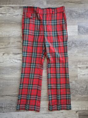 Levi's Panatela Signature Collection Vintage Red Green Plaid Mens Golf Pants